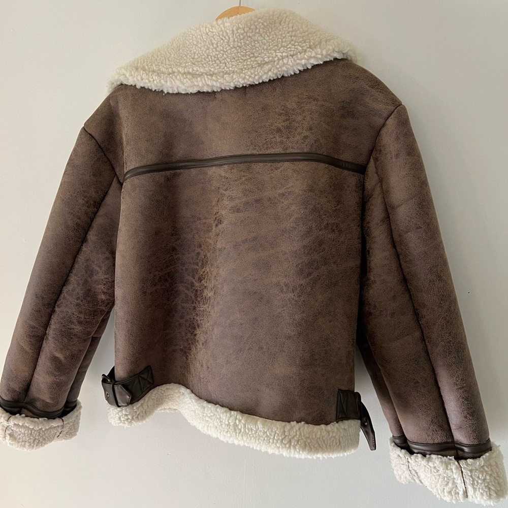 LOFT Faux Suede Sherpa Aviator Jacket - Picture 7 of 7